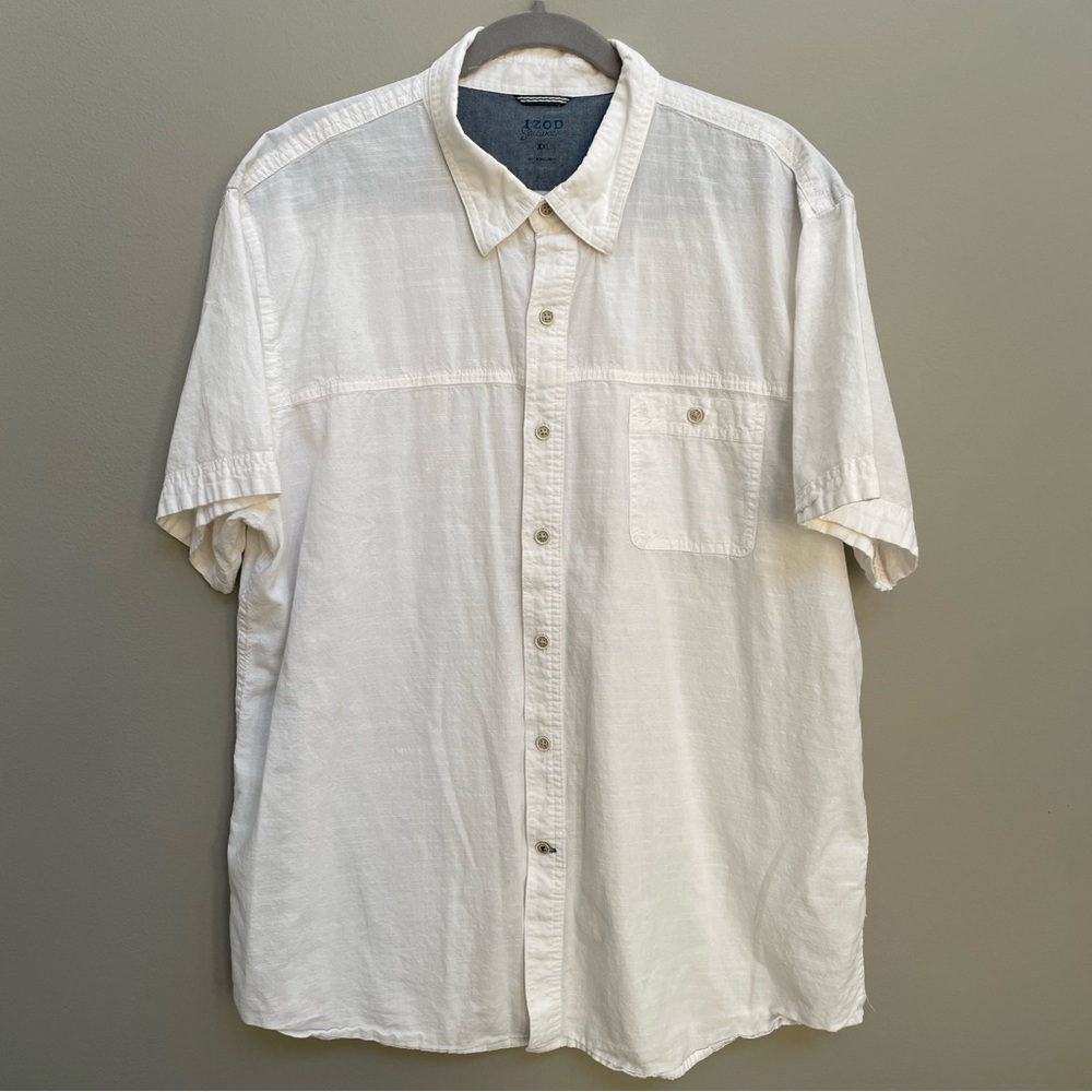 IZOD Saltwater Men’s White Short-Sleeve Button-Down Shirt - XXL